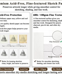 Alternative view of Fuxi 9 x 12 Sketch Book. Top Spiral Bound Sketch Pad. 100 Sheets 68lb/100gsm Acid-Free Drawing Paper. Art Sketchbook for Drawing Pad for Kids Artists & Beginners Professional Art Supplies for Adults