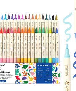 Grabie 72 Colors Acrylic Paint Markers. 36 Pack Dual Tip Soft Brush Acrylic Markers. Water-Based Paint Pens for Paper. Rock Painting. Wood. Canvas. Glass. Fabric. DIY Craft Art Supplies for All Ages